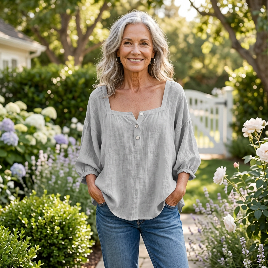 Fabiana - Casual Lantern Sleeve Blouse