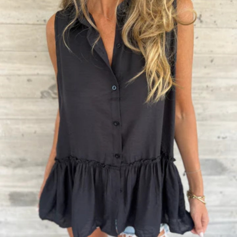 Aquira - Ruffle Buttoned Top