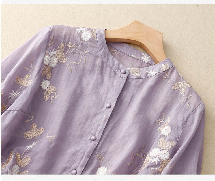 Kourtney - Chic Blouse with Floral Accents